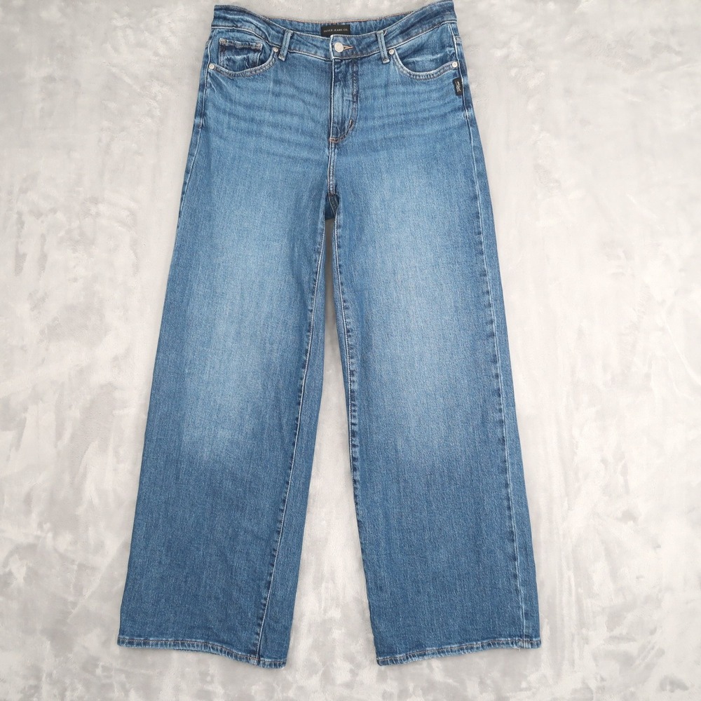 Silver Jeans Co Wide Leg Women 30 Fits 30x30.5 Blue Isbister High Rise Retro